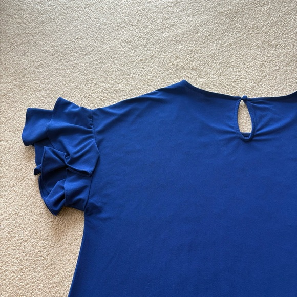 INC Blue Ruffle Sleeve Top - Picture 7 of 8